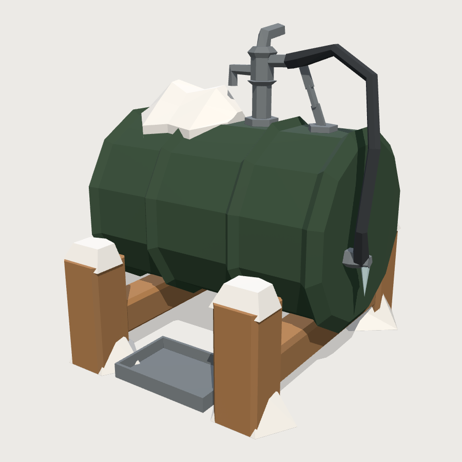 Groomer Fuel Drum low-poly 3D model
