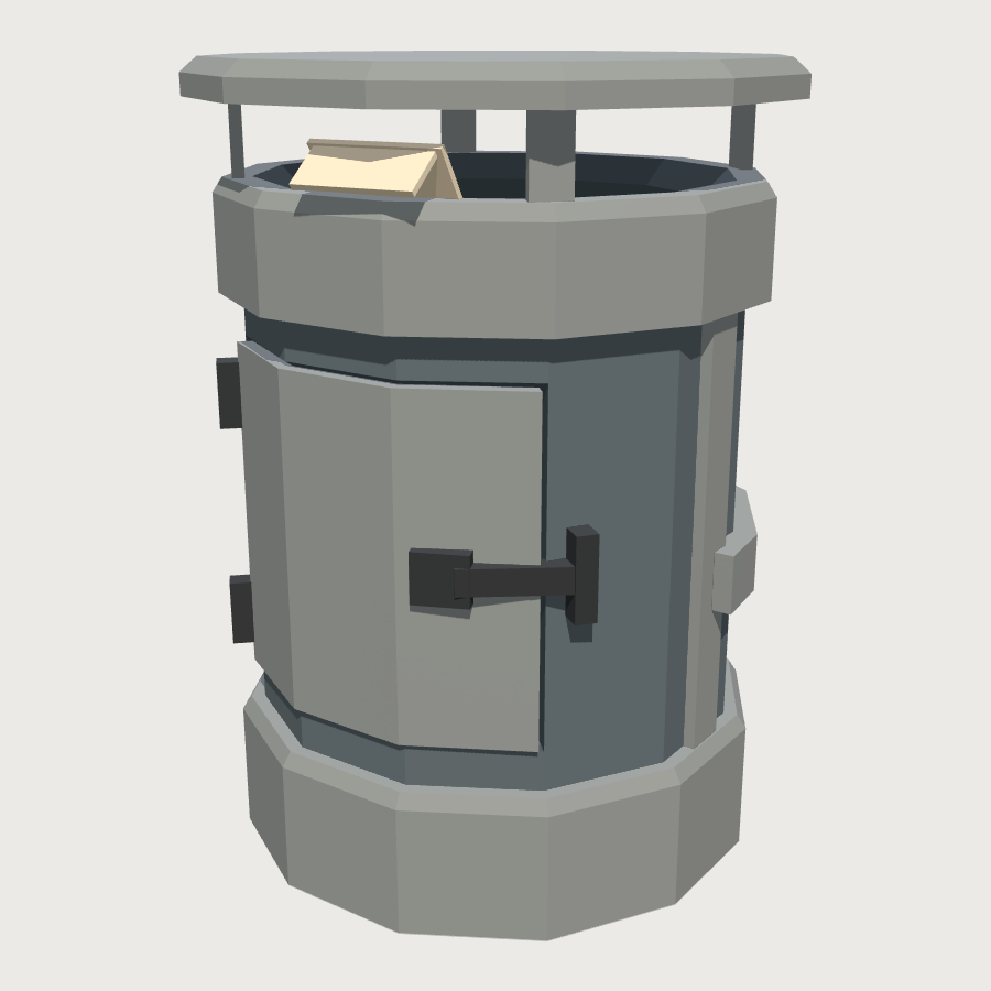 Ground Litter Bin low-poly 3D model