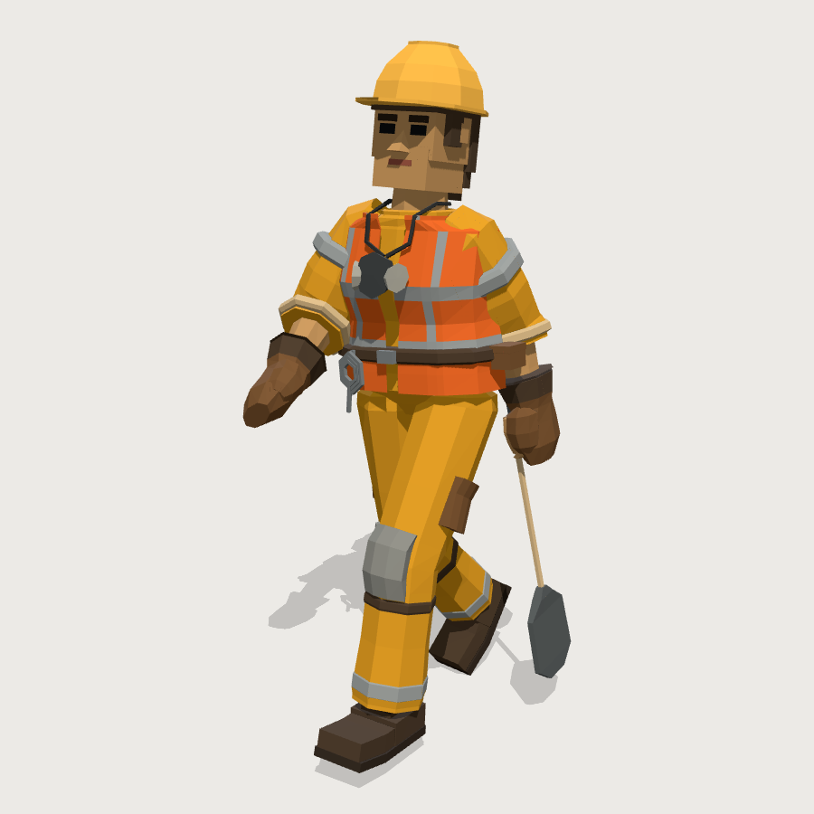 Groundworker low-poly 3D model