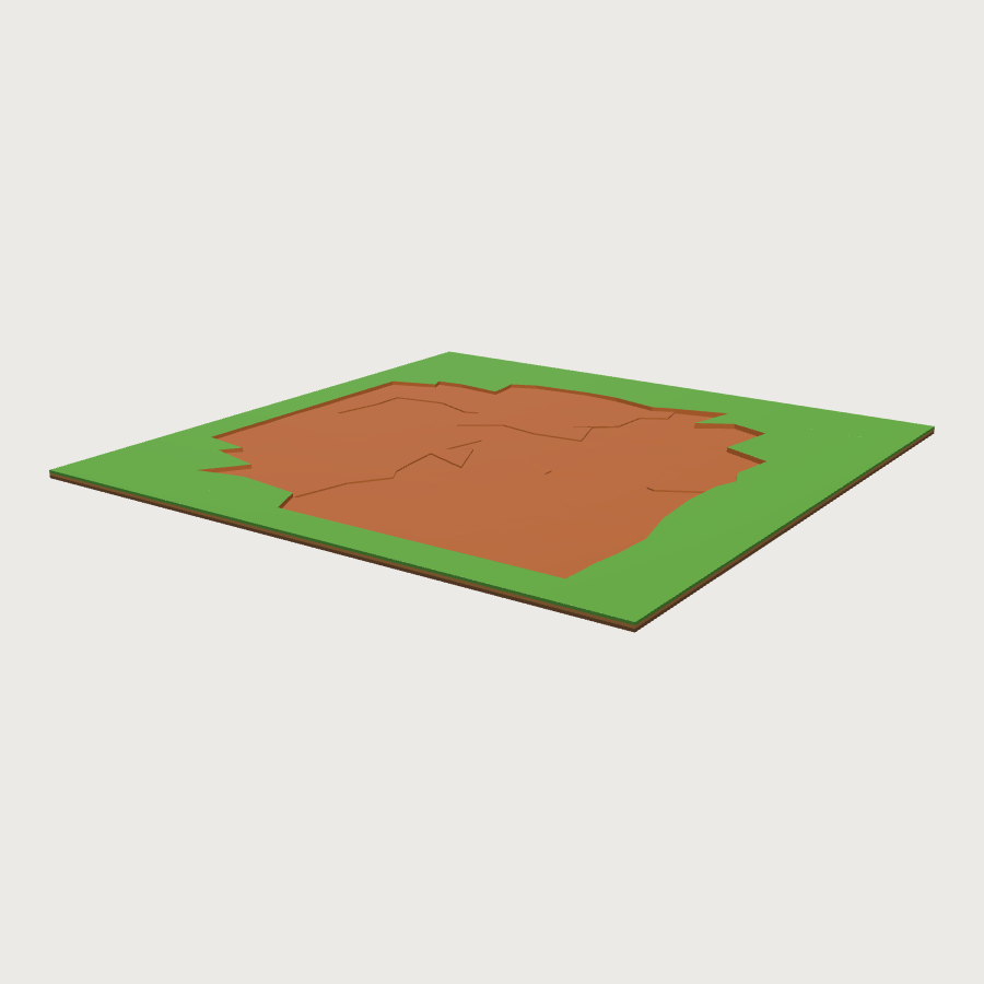 Grown-over dirt tile low-poly 3D model