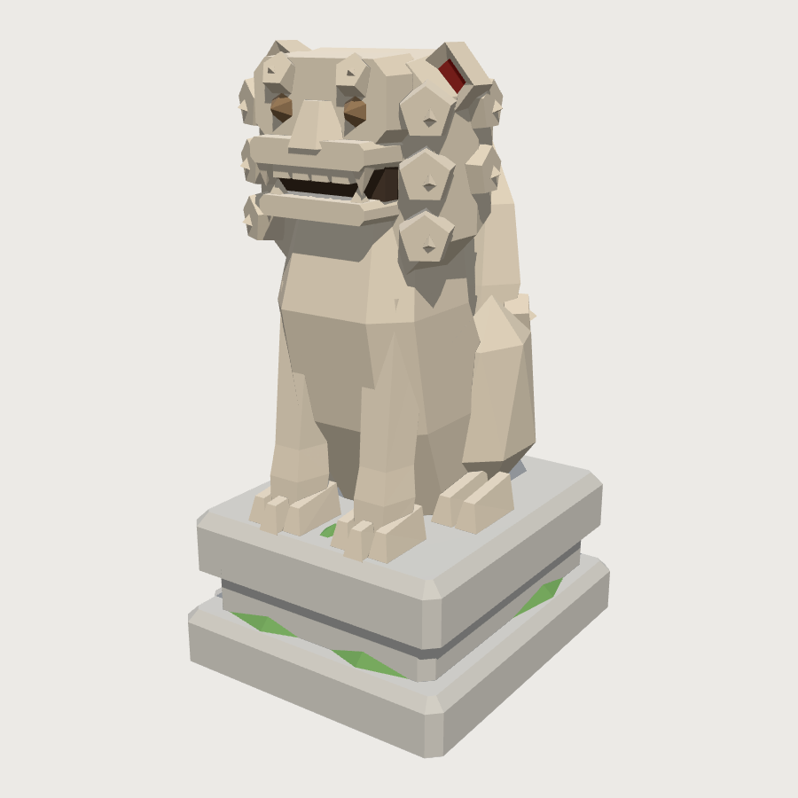 Guardian Lion Statue low-poly 3D model