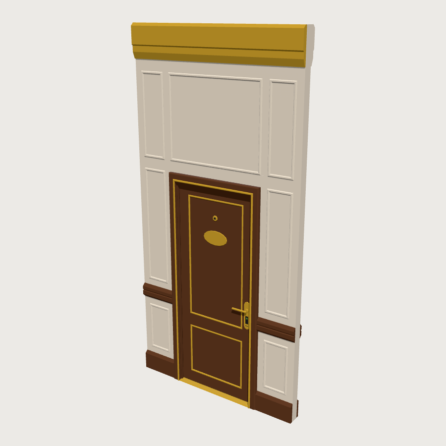 Guest Room Door Set low-poly 3D model