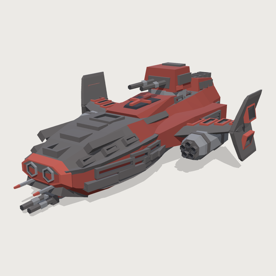Gunship low-poly 3D model