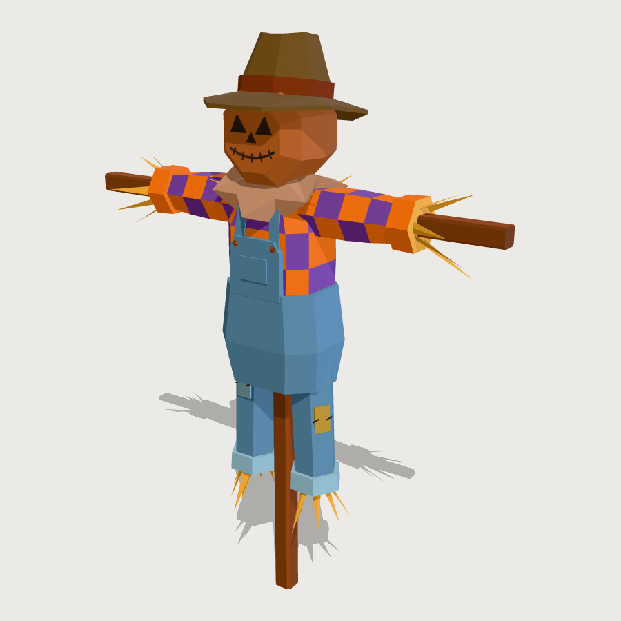 Halloween Yard Scarecrow low-poly 3D model