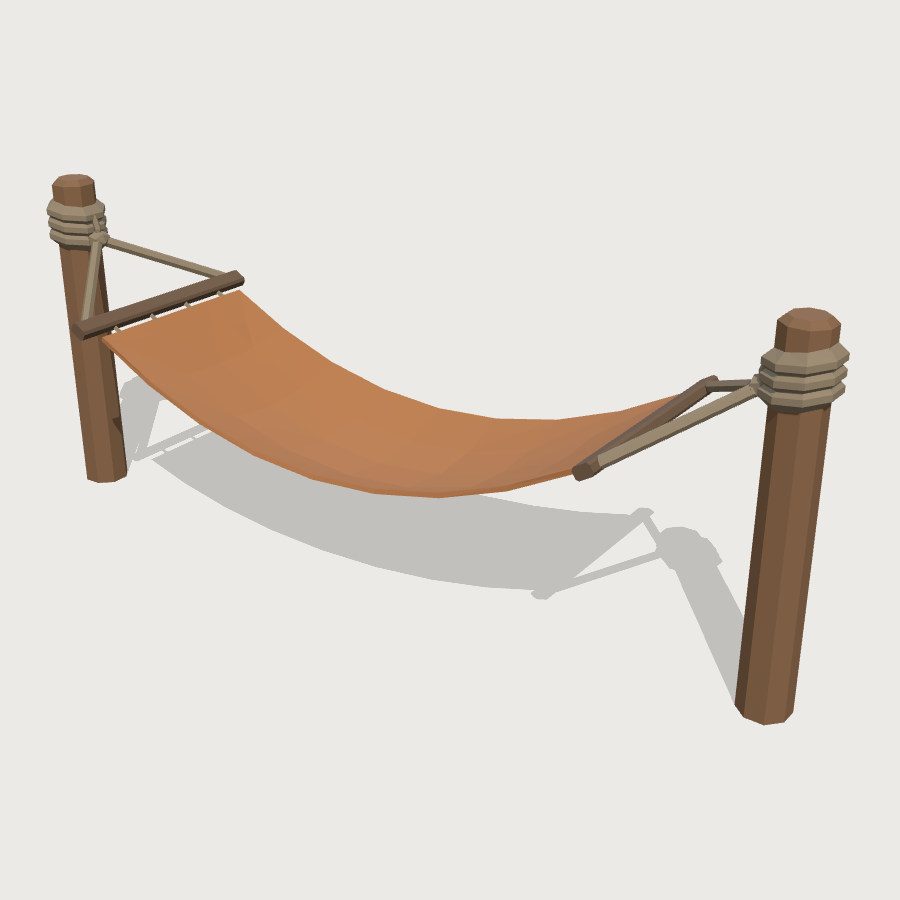 Hammock on Posts low-poly 3D model