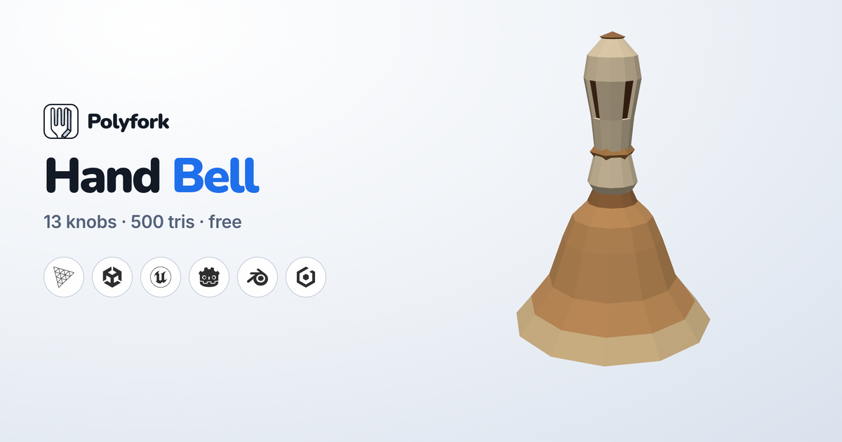 Hand Bell: free low-poly 3D model for three.js