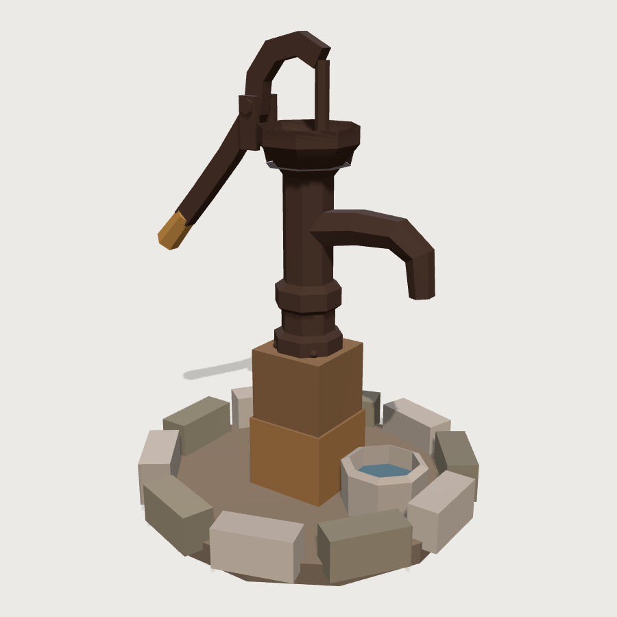 Hand Water Pump low-poly 3D model