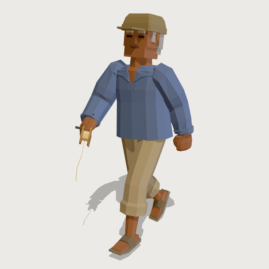 Hanga Roa Fisherman low-poly 3D model