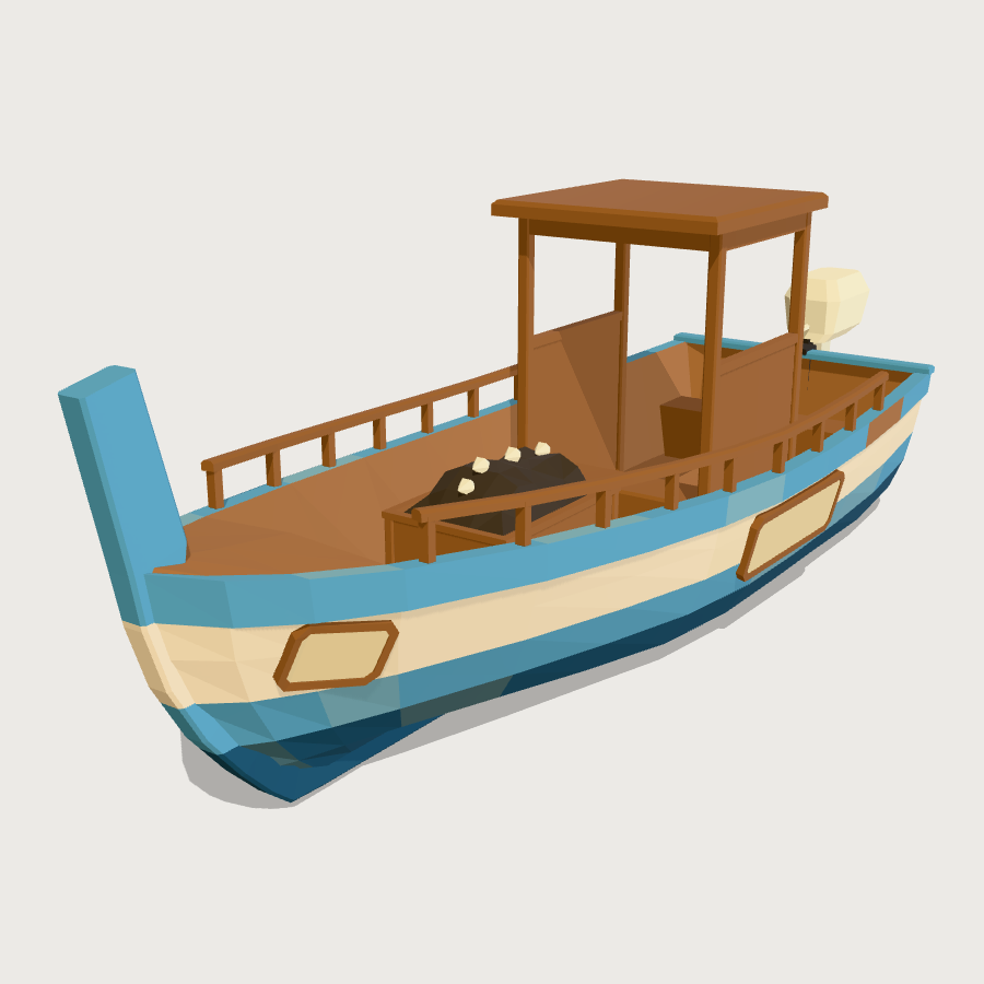 Hanga Roa Fishing Boat low-poly 3D model