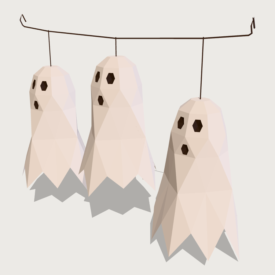 Hanging Cheesecloth Ghosts low-poly 3D model