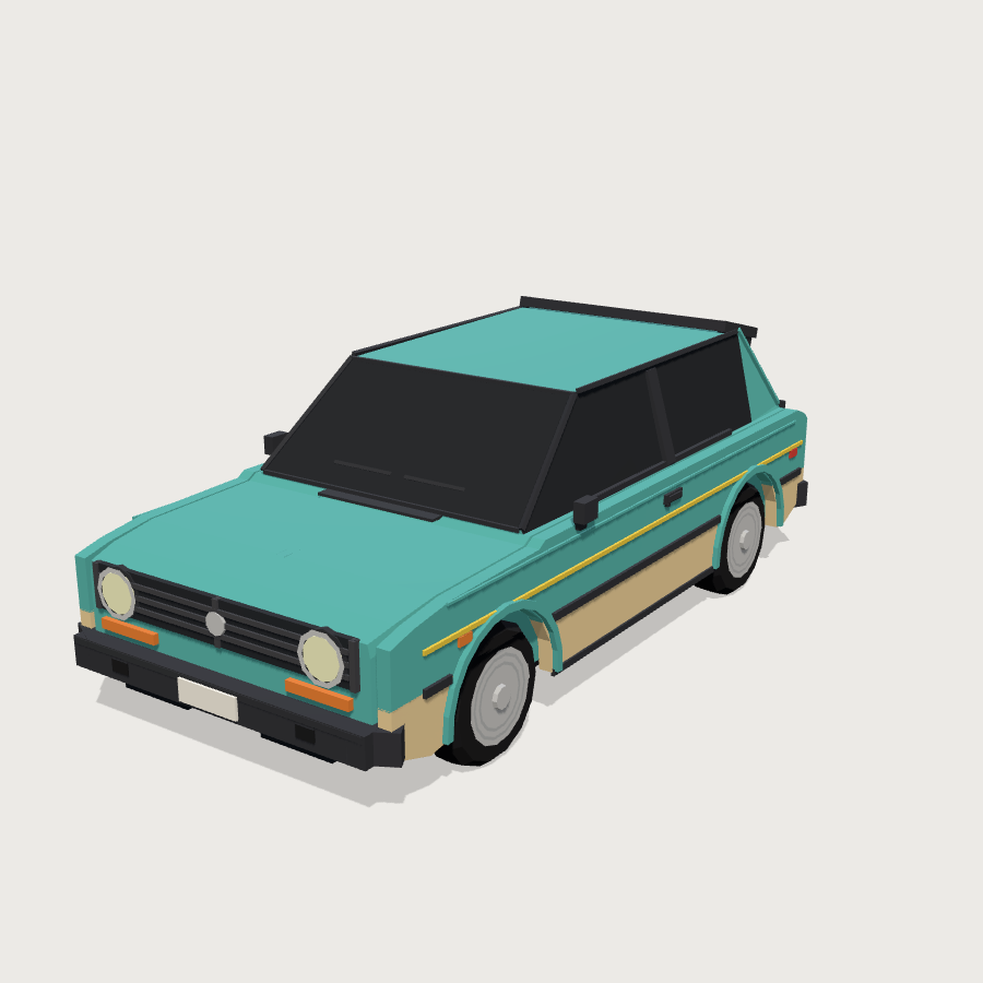 Hatchback-80s low-poly 3D model
