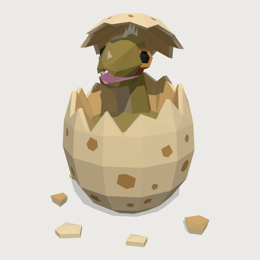 Hatching Egg low-poly 3D model