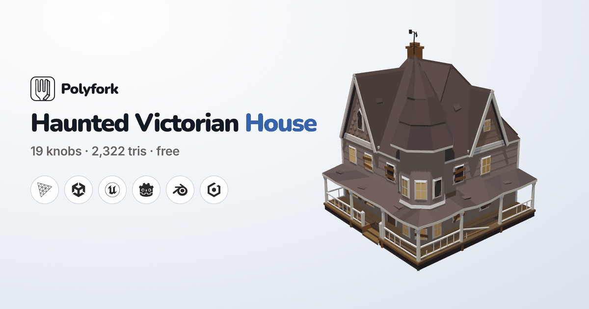 Haunted Victorian House: free low-poly 3D model for three.js