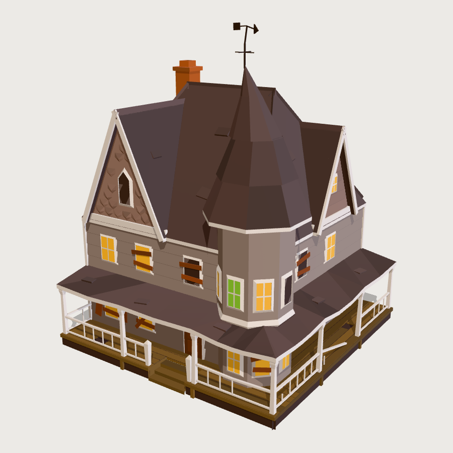 Haunted Victorian House low-poly 3D model