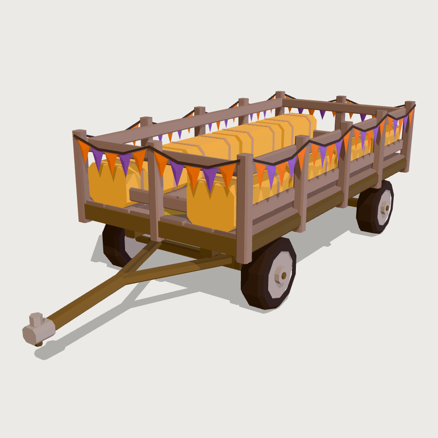 Hayride Wagon low-poly 3D model