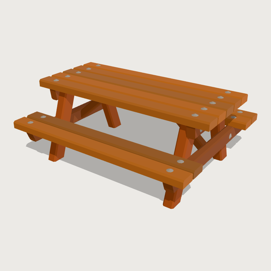 Heavy Timber Picnic Table low-poly 3D model