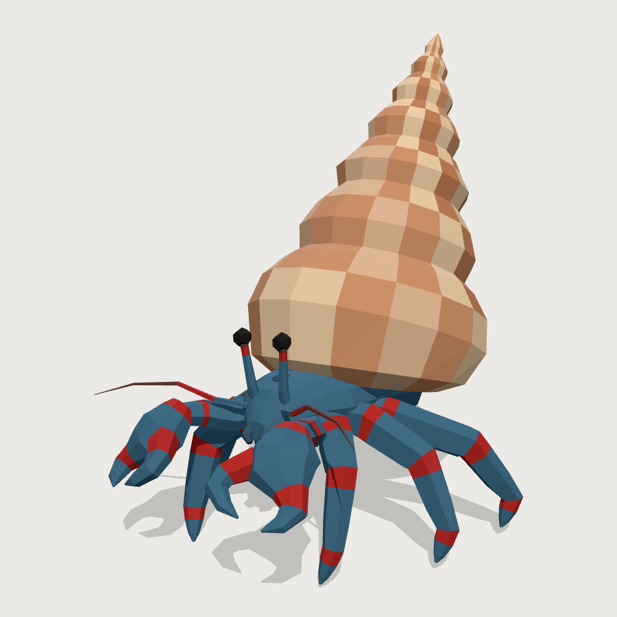 Hermit crab low-poly 3D model