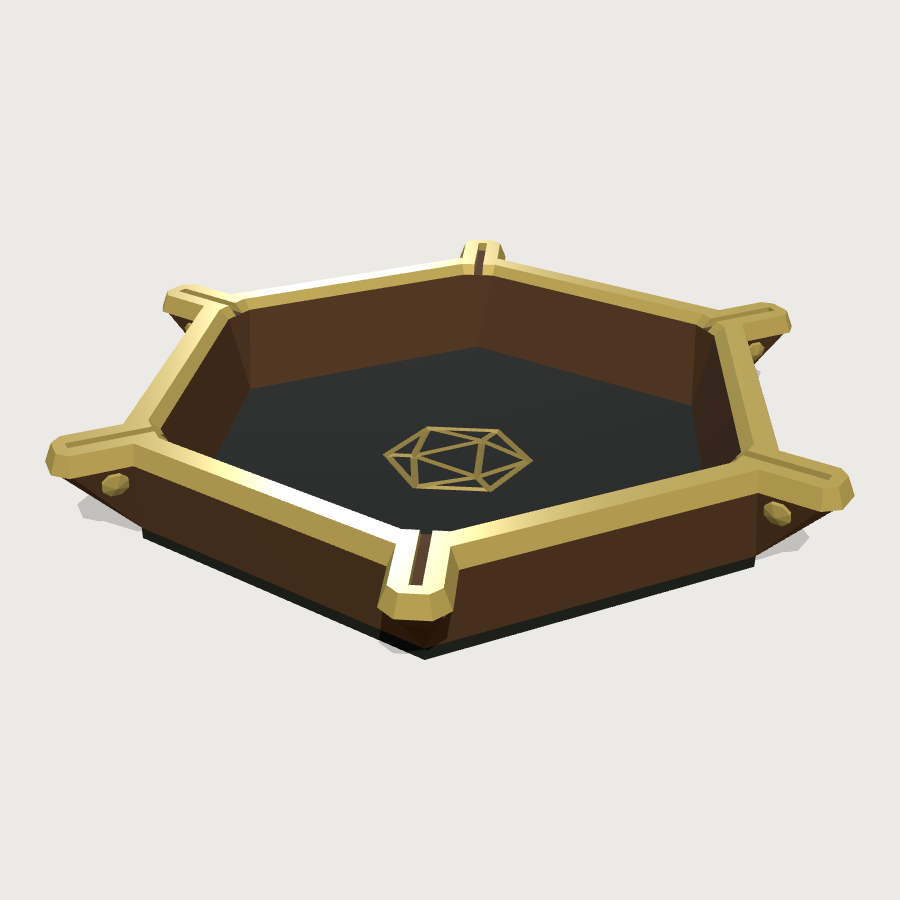Hexagonal Dice Tray low-poly 3D model