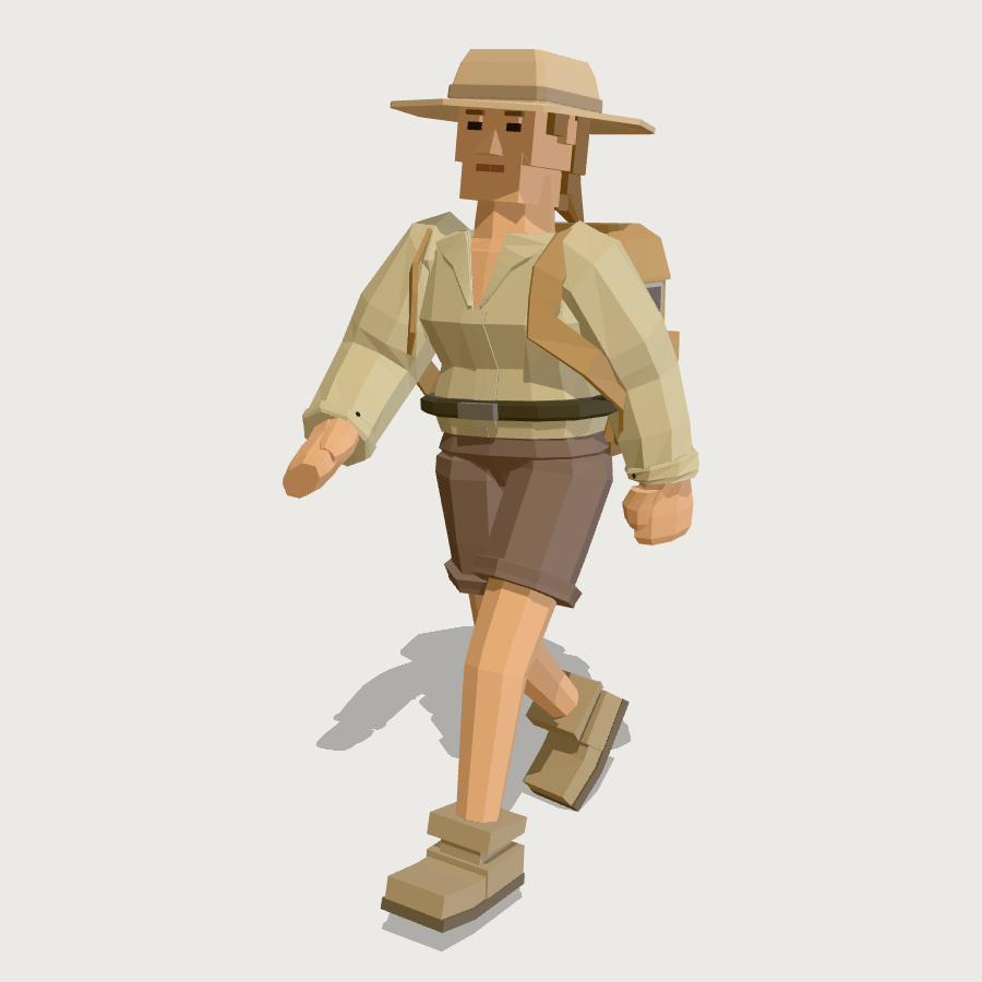 Hiker Visitor low-poly 3D model