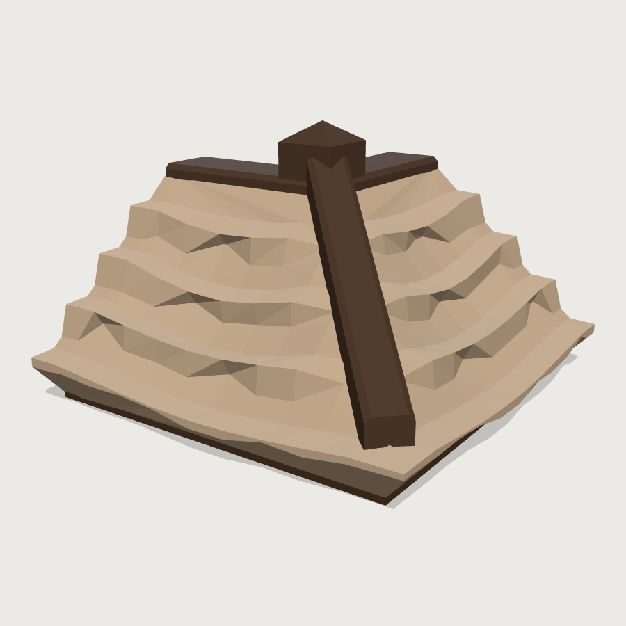 Hip Roof Corner Section low-poly 3D model