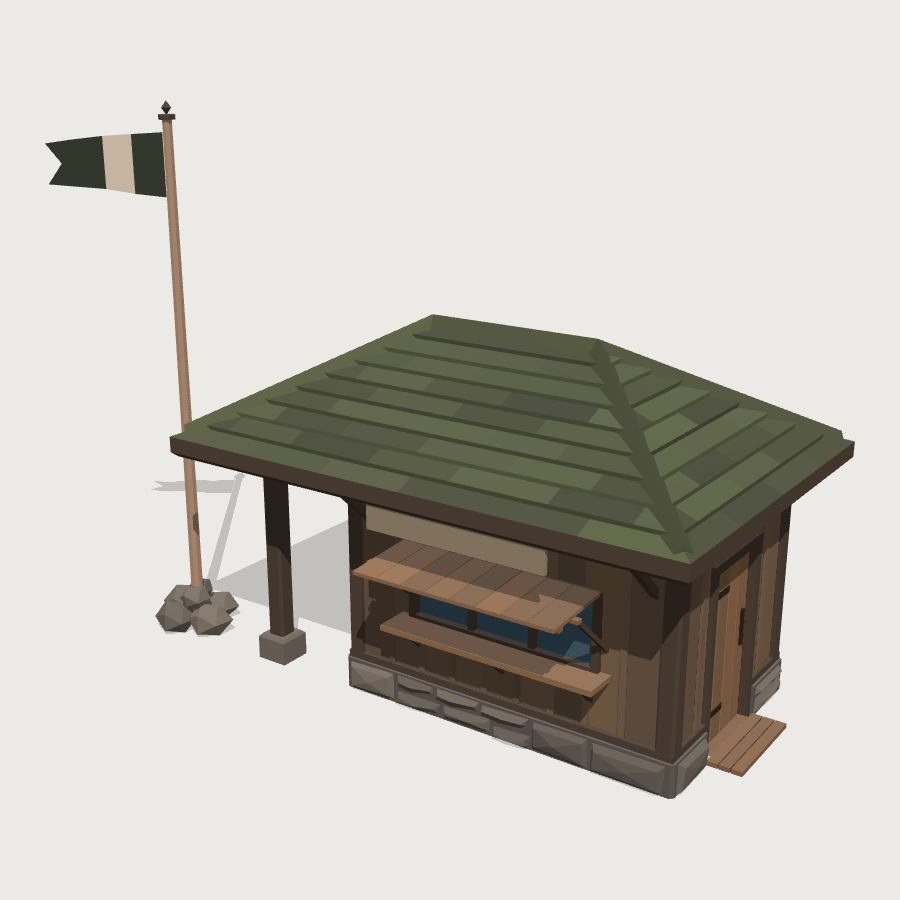 Hip-Roof Ranger Station low-poly 3D model