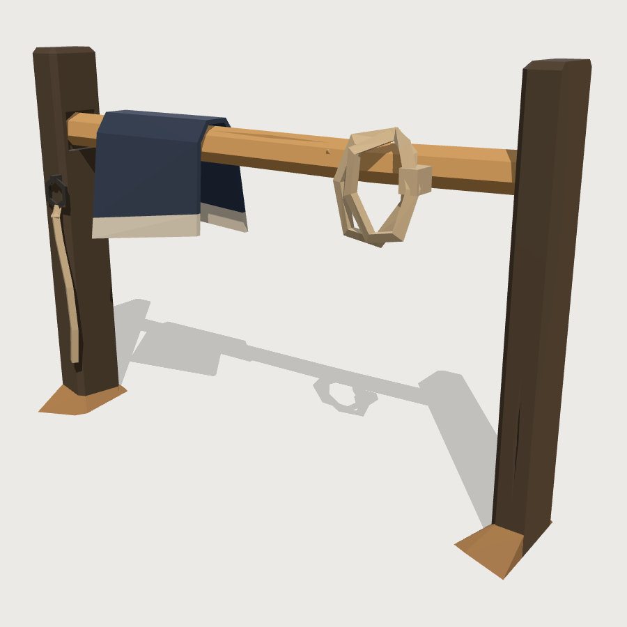 Hitching Rail Run low-poly 3D model