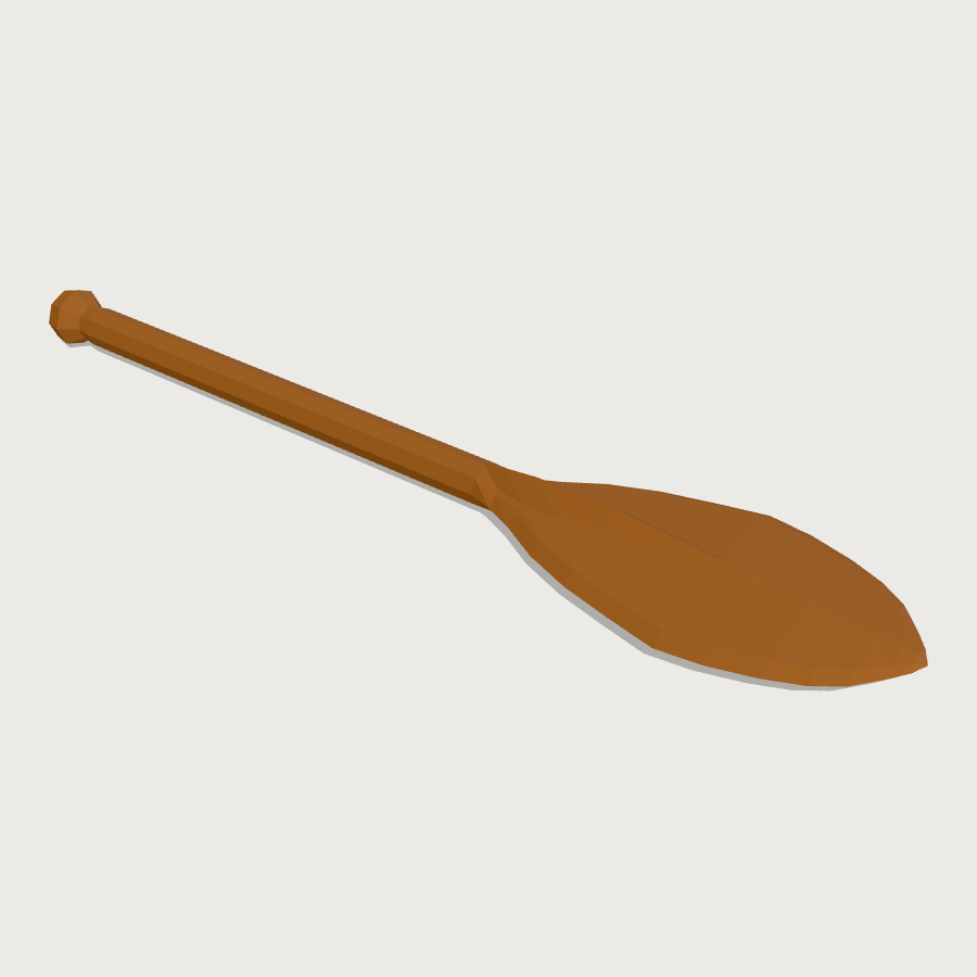 Hoe Canoe Paddle low-poly 3D model