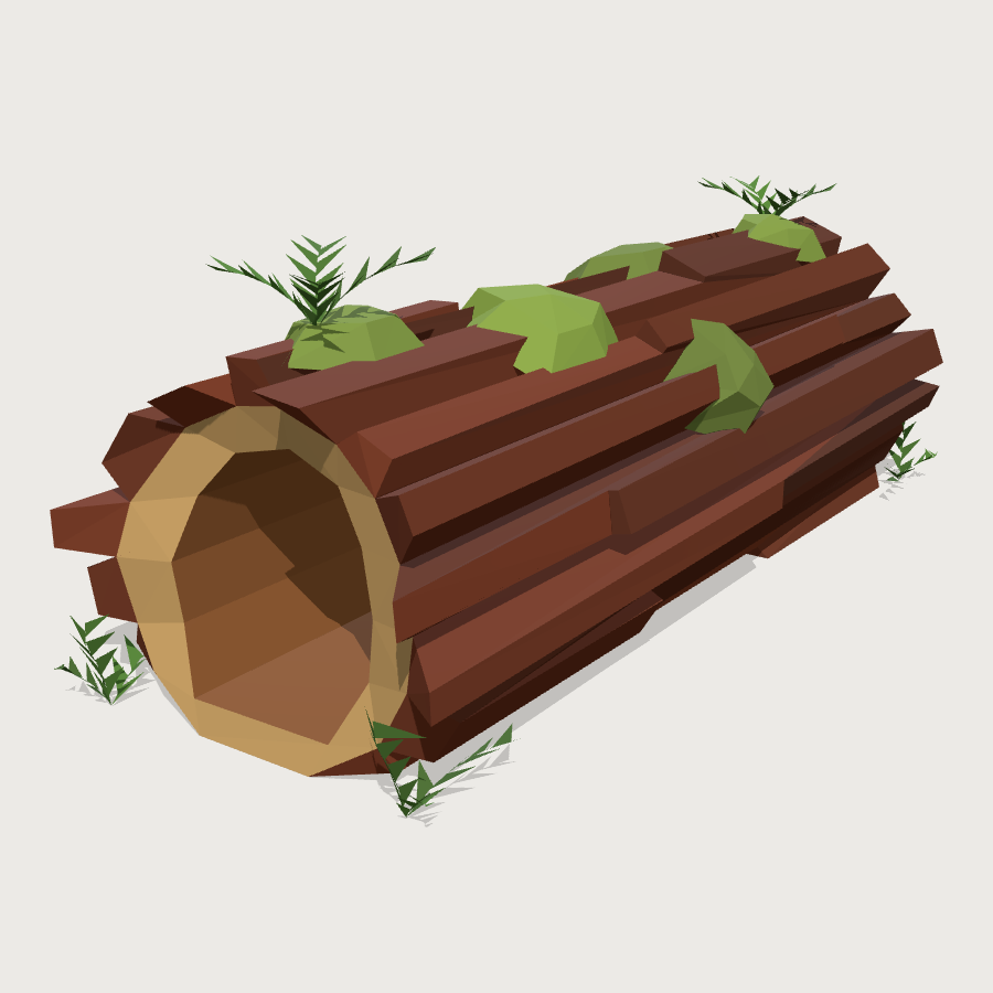 Hollow Log low-poly 3D model