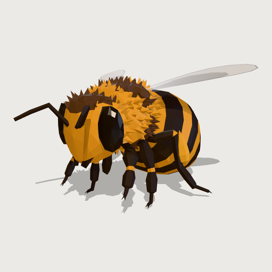 Honeybee low-poly 3D model