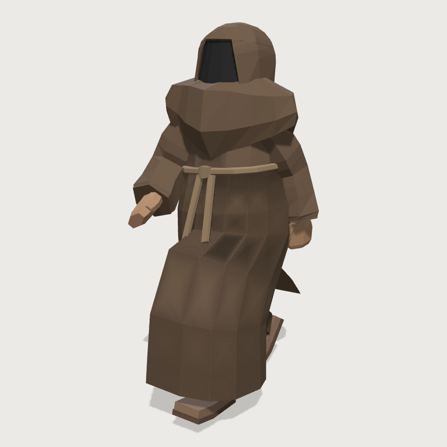Hooded Cultist low-poly 3D model