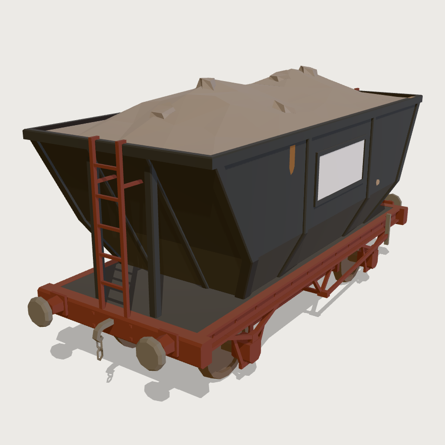 Hopper Wagon low-poly 3D model