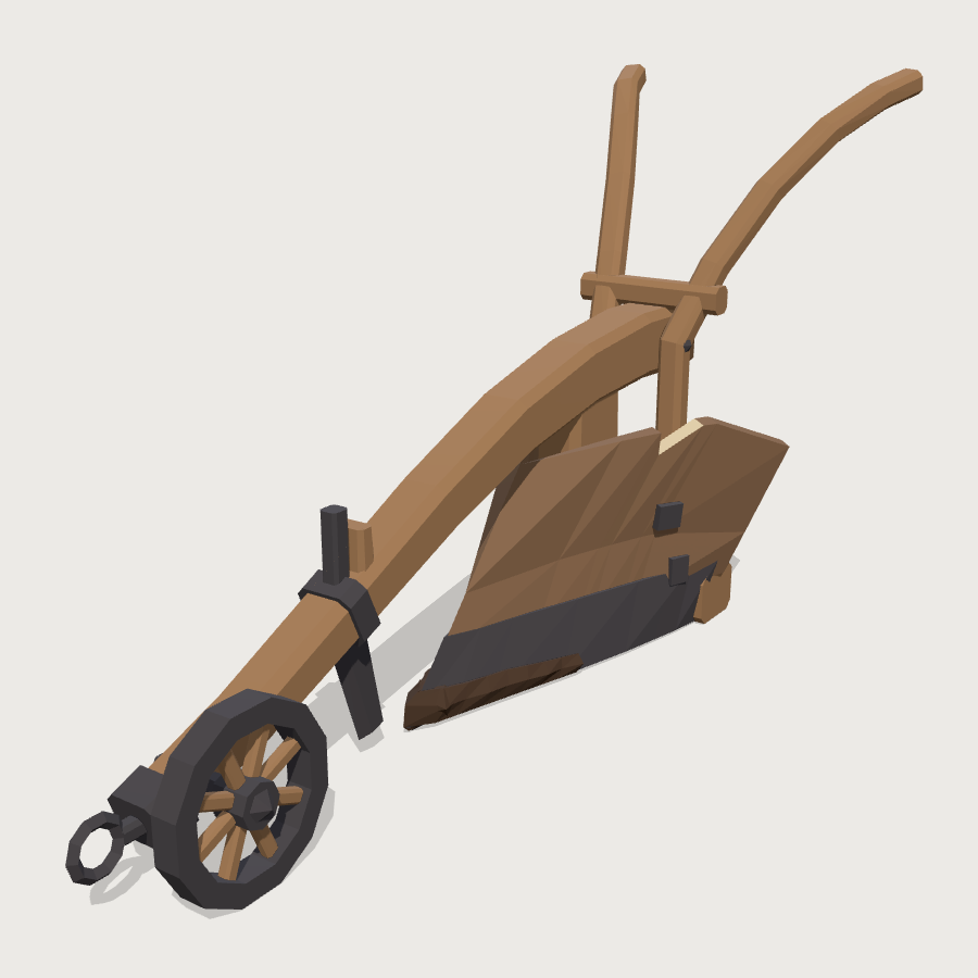 Horse Plough low-poly 3D model