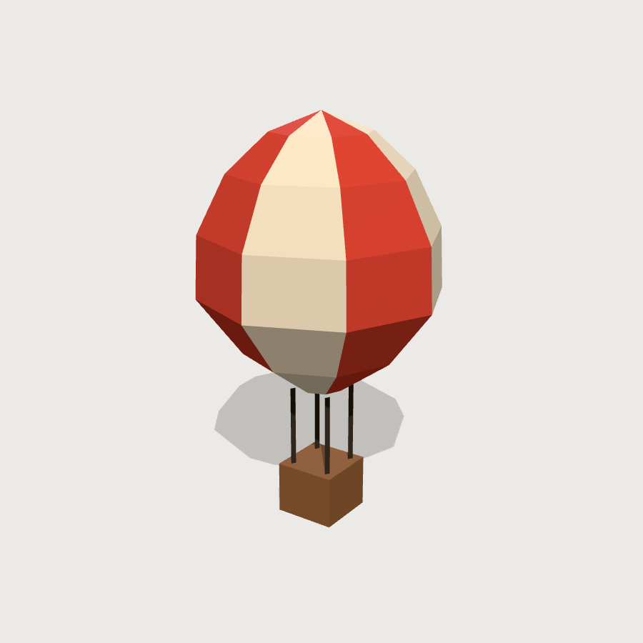 Hot Air Balloon low-poly 3D model