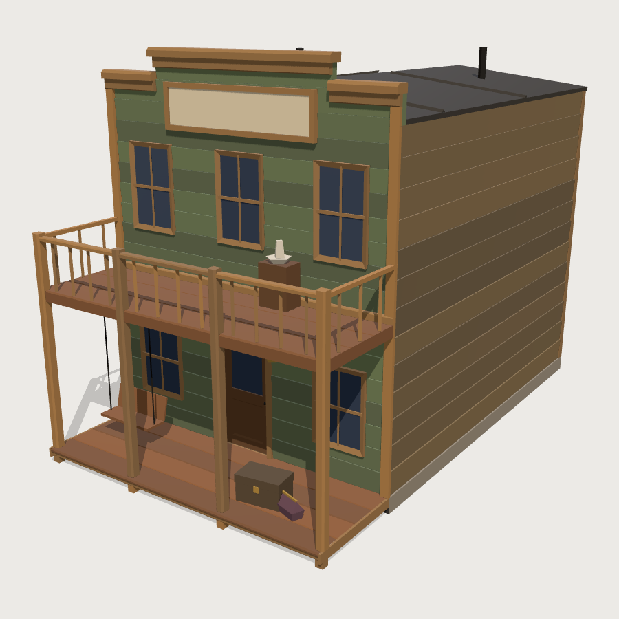 Hotel low-poly 3D model