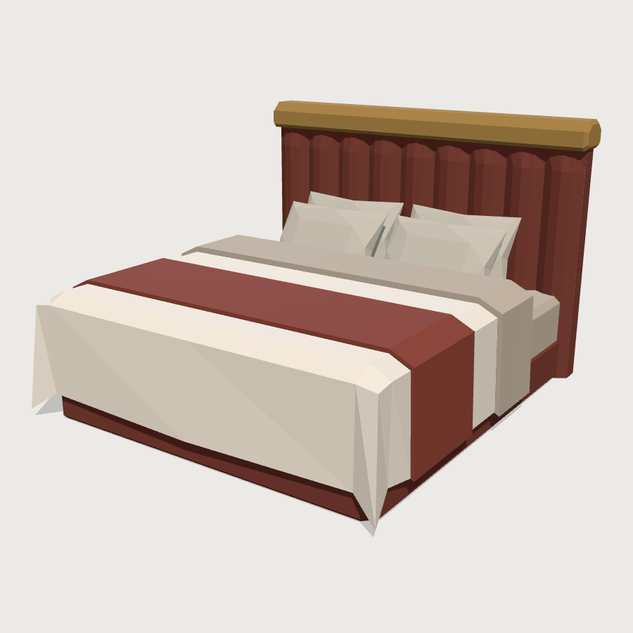 Hotel King Bed low-poly 3D model
