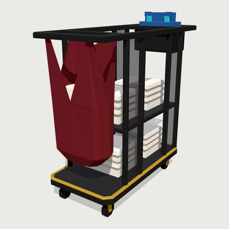 Housekeeping Cart low-poly 3D model