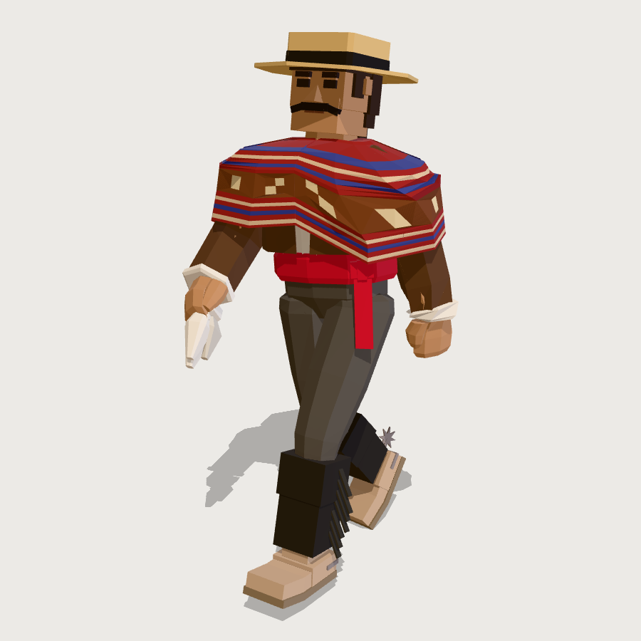 Huaso low-poly 3D model