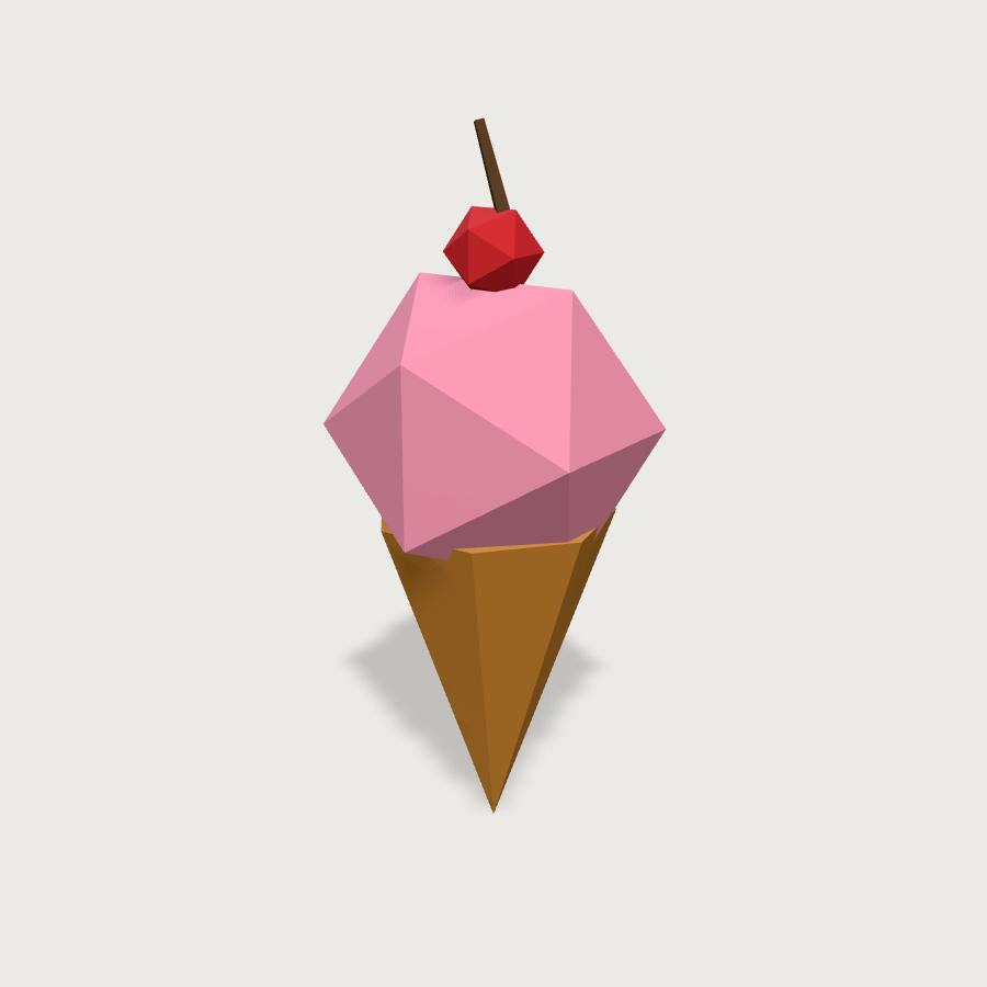 Ice Cream Cone low-poly 3D model