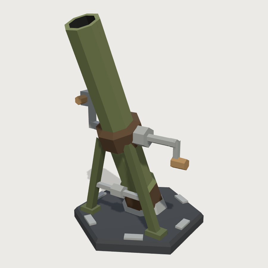 Infantry Mortar low-poly 3D model