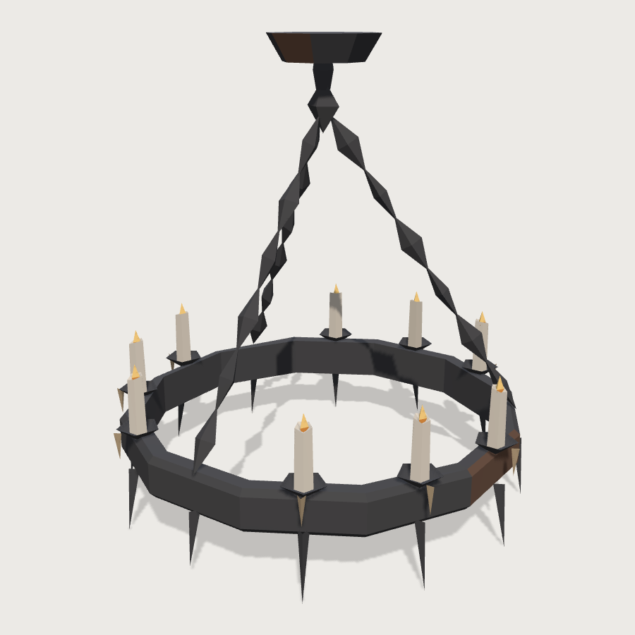 Iron Chandelier low-poly 3D model
