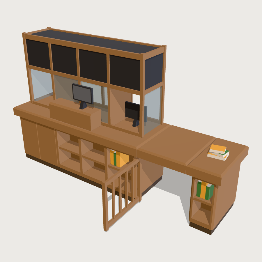 Issue Desk (with Gate) low-poly 3D model