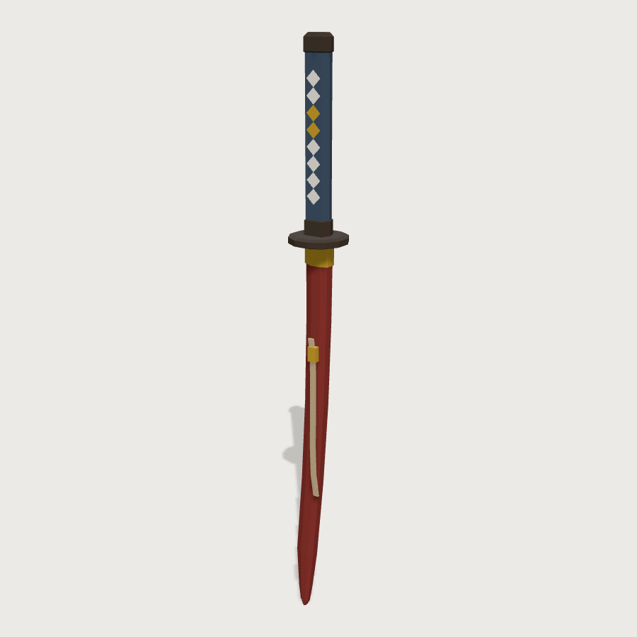 Katana In Scabbard low-poly 3D model