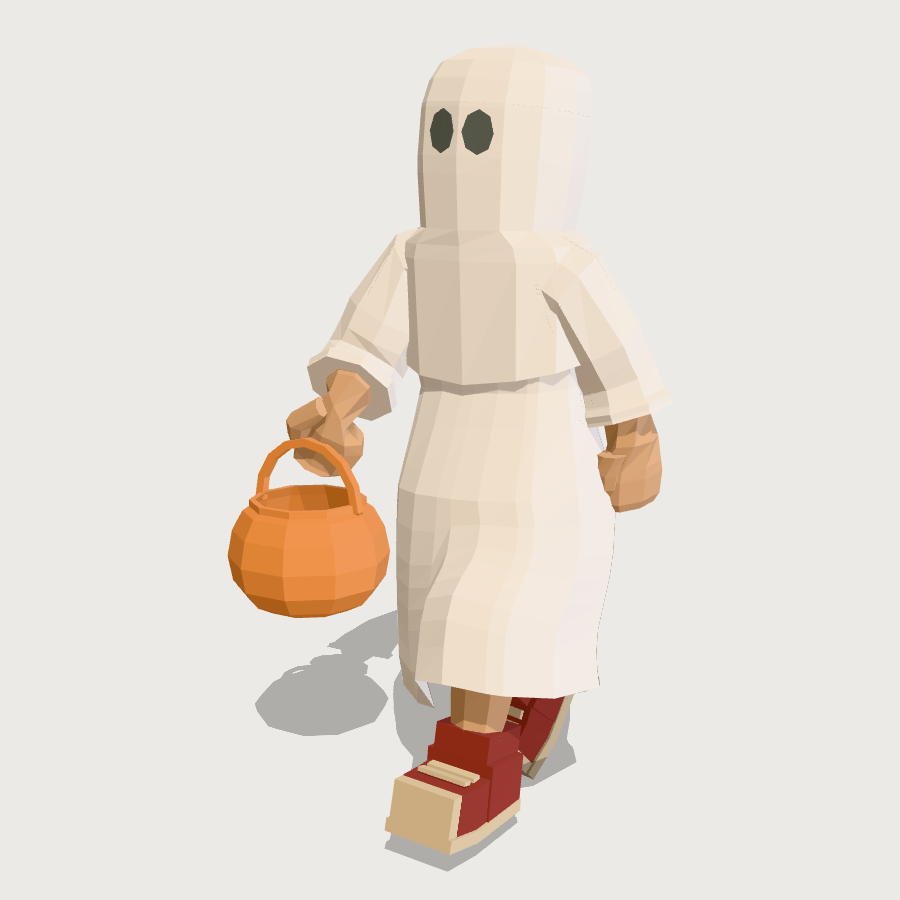 Kid in a Bedsheet Ghost Costume low-poly 3D model