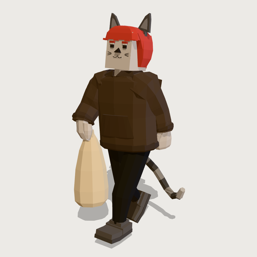Kid in a Black Cat Costume low-poly 3D model