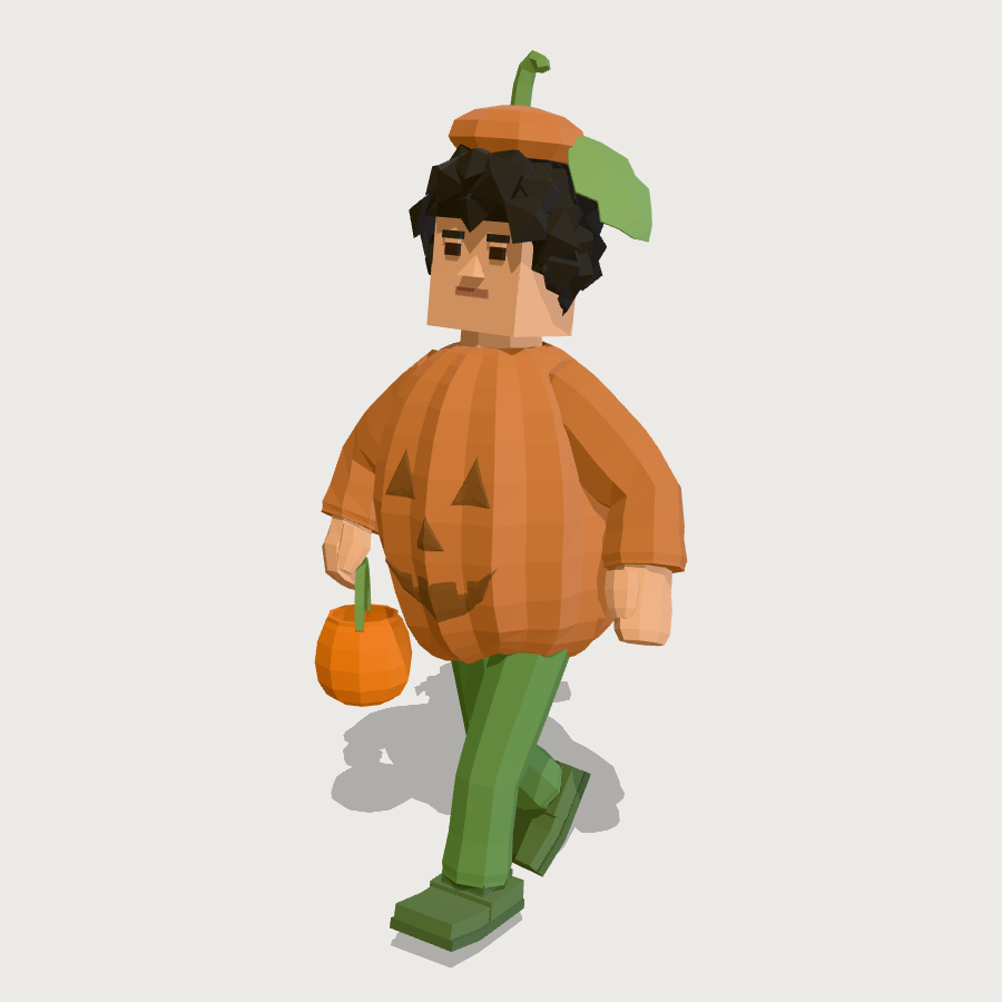 Kid in a Pumpkin Costume low-poly 3D model
