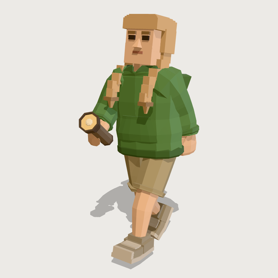 Kid with a Flashlight low-poly 3D model