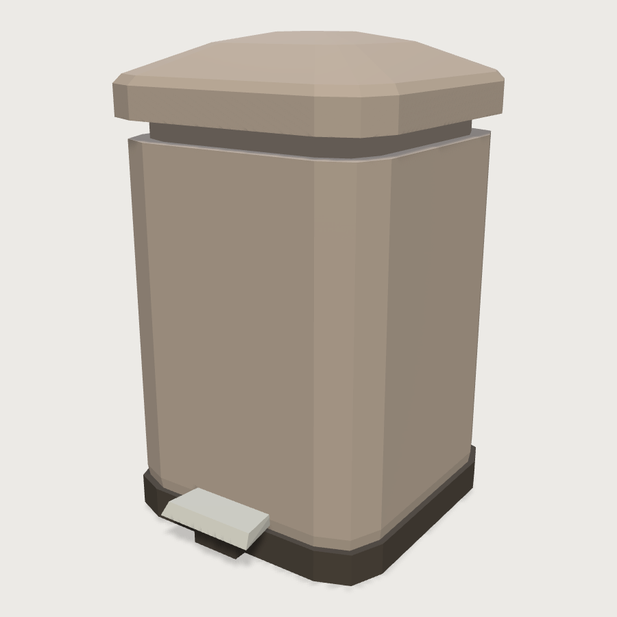 Kitchen Bin low-poly 3D model