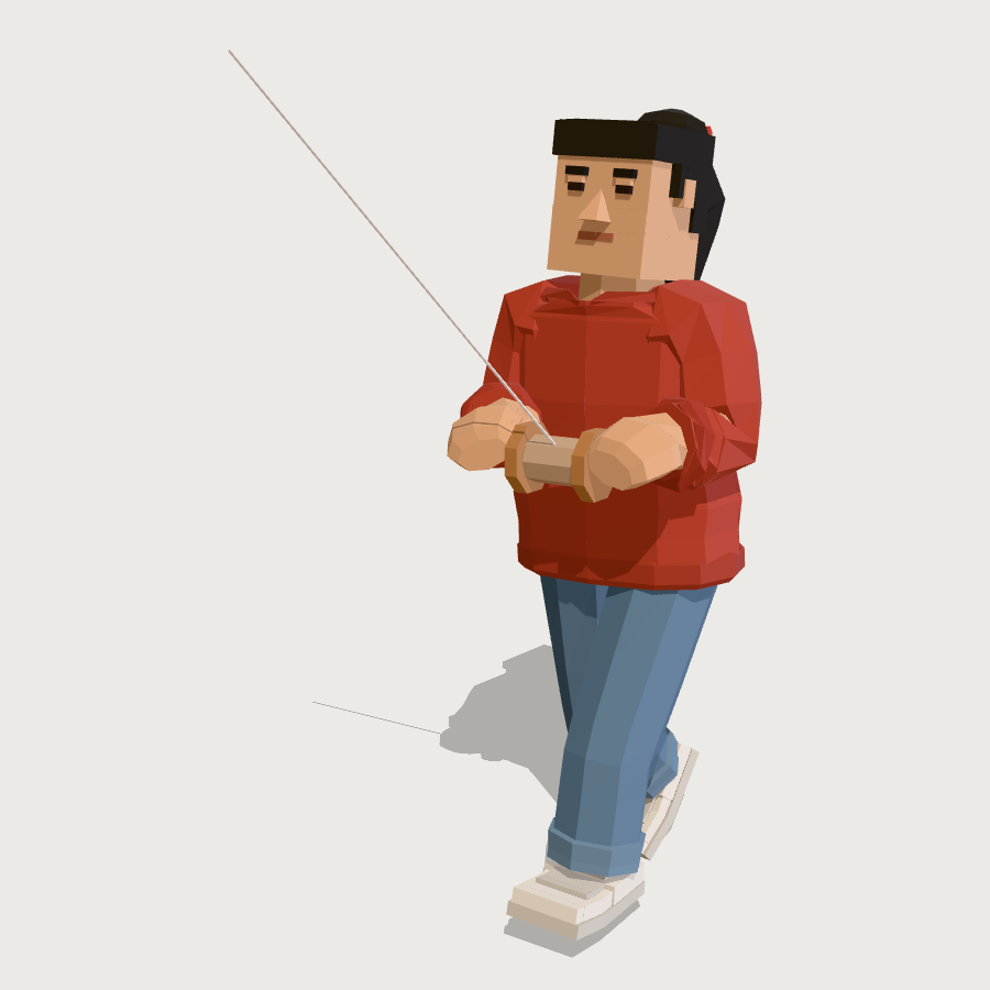 Kite Kid low-poly 3D model