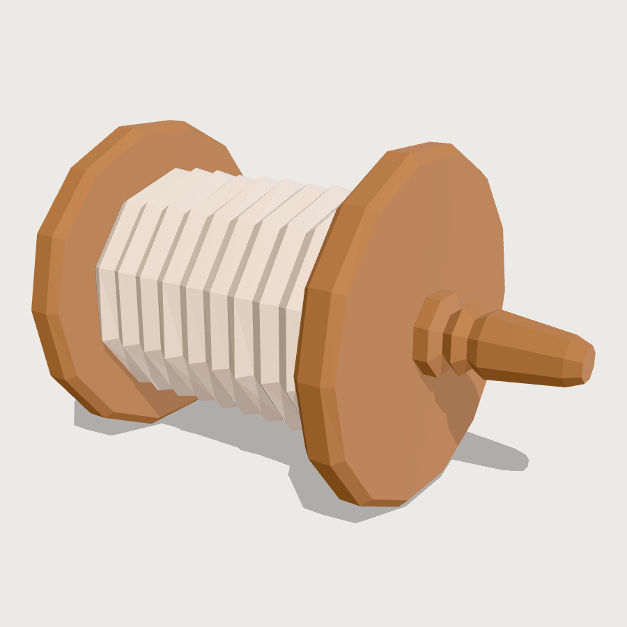 Kite Spool with Hilo Curado low-poly 3D model