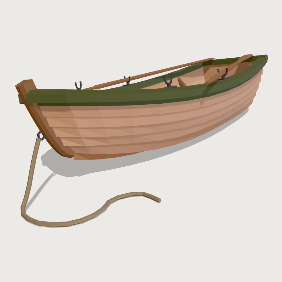 Lake Rowing Skiff low-poly 3D model